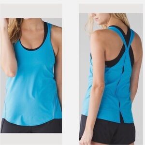Lululemon Real Quick Singlet tank top KAYK kayak Blue turquoise light run